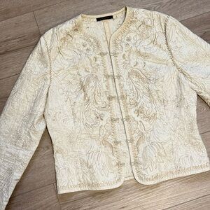 Elie Tahari Embroidered Cream & Gold Women's Jacket Sz.L